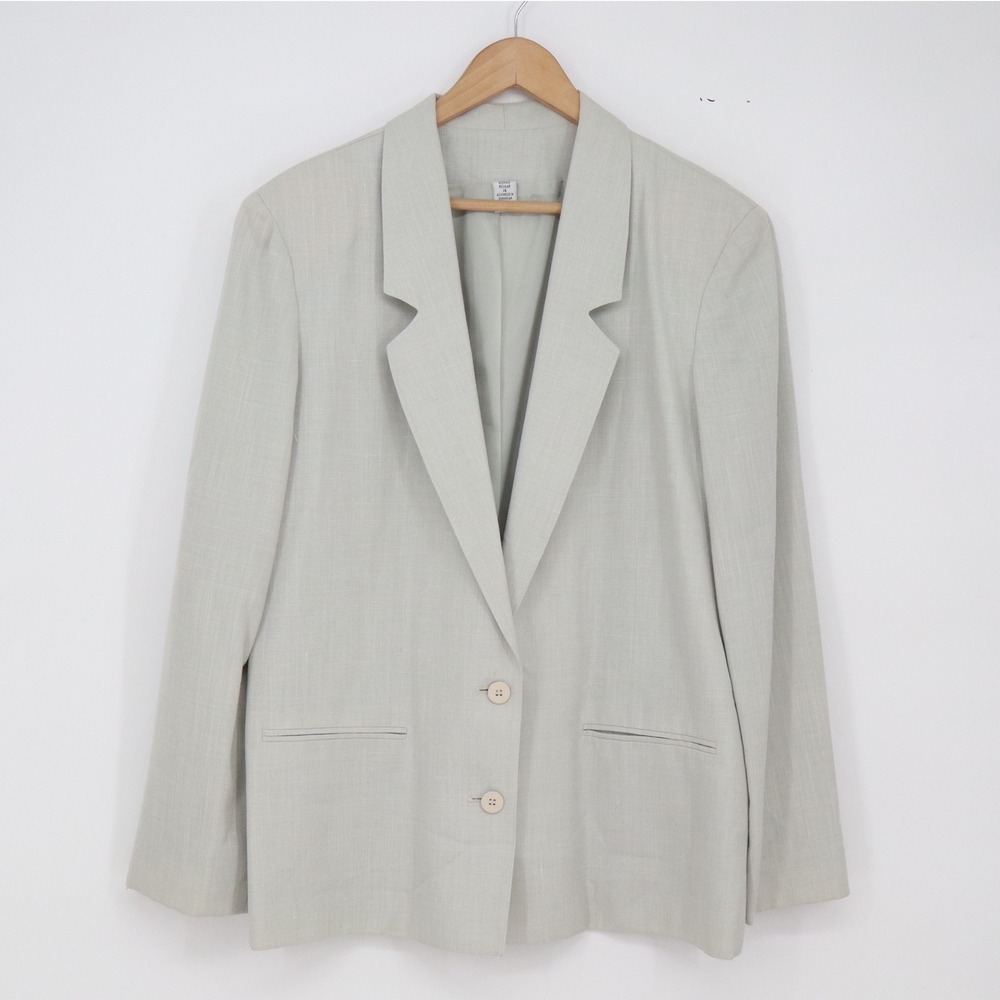Carriage Court Blazer Womens 16 Sage Green Two-Button Professional Good